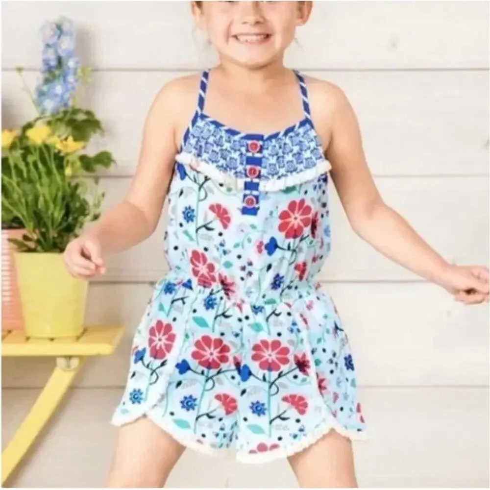 Matilda Jane Tug Of War Romper Floral Toddler Girls Size 2 Clean smoke free home